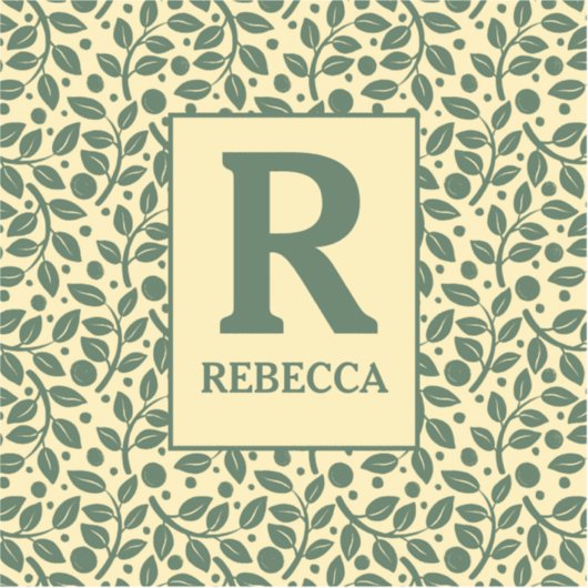 Cream en Green Leaf Pattern Luggage Sticker (Voorkant)