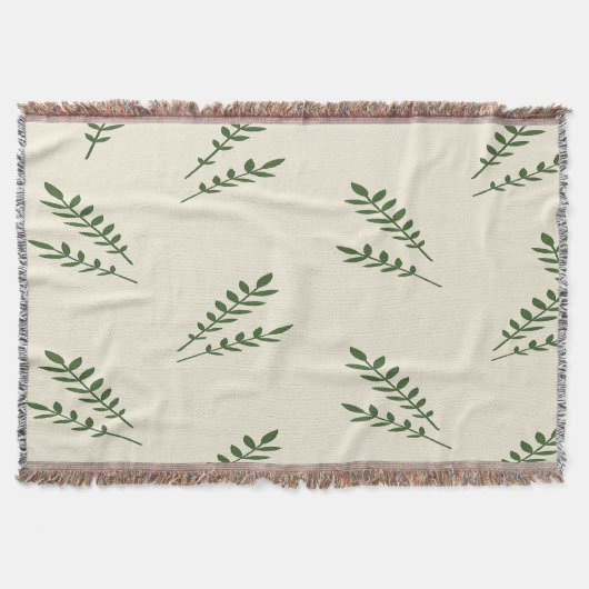 Cream en groene bladeren Worpdeken Deken (Voorkant)