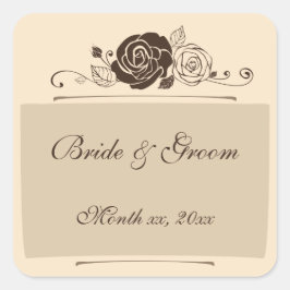 Cream en koffie Rozen Coördineren Geschenken Vierkante Sticker