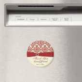 Cream en Red Damask Bedankt Magnet (Insitu (Vaatwasser))