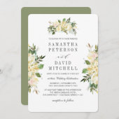 Cream en Sage | Botanische bloemenbruiloft Kaart (Voorkant / Achterkant)