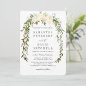 Cream en Sage | Botanische garland Floral Wedding Kaart (Staand voorkant)