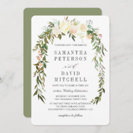 Cream en Sage | Botanische garland Floral Wedding Kaart