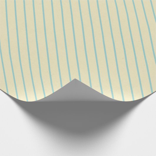  Cream en Sky Blue Diagonal Striped Wrap Cadeaupapier (Hoek)