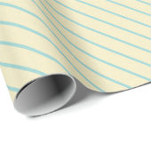 Cream en Sky Blue Diagonal Striped Wrap Cadeaupapier (Rol Hoek)