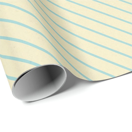 Cream en Sky Blue Diagonal Striped Wrap Cadeaupapier (Rol Hoek)