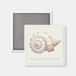Cream en Tan Coastal Seashell gepersonaliseerd Magneet