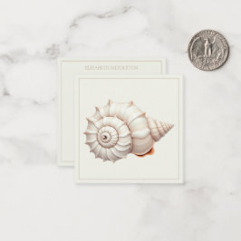 Cream en Tan Coastal Seashell gepersonaliseerd Notitiekaartje