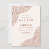 Cream en Terracotta Geometric Swirl Wedding Kaart (Voorkant)