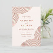 Cream en Terracotta Geometric Swirl Wedding Kaart (Staand voorkant)