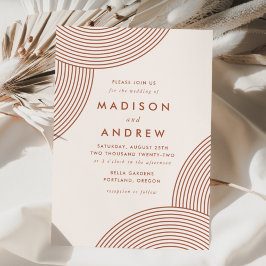 Cream en Terracotta Geometric Swirl Wedding Kaart