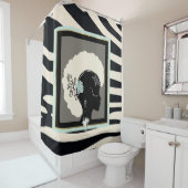 Cream en zwarte zebra afdrukken douchegordijn (In situ)