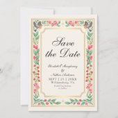Cream Enchanting Botanical Garden Trouwfoto Save The Date (Voorkant)