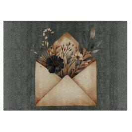 CREAM ENVELOP MET HERFST BLACK & CREAM FLOWERS SNIJPLANK