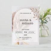 Cream esthetische bruiloft uitnodiging (Staand voorkant)