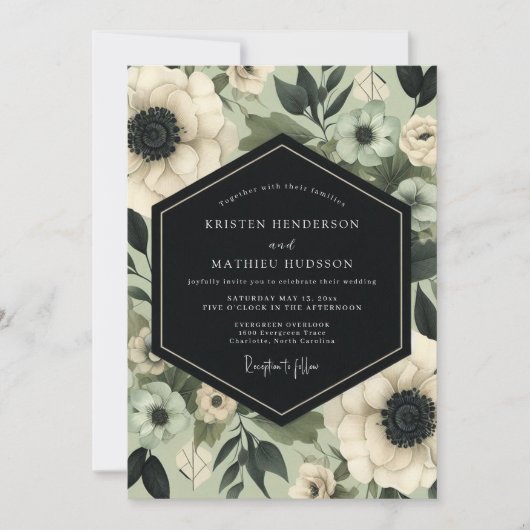 Cream Ethereal Bloom Wedding Kaart (Voorkant)