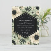 Cream Ethereal Bloom Wedding Kaart (Staand voorkant)