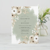 Cream Ethereal Blossom Wedding Kaart (Staand voorkant)