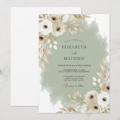 Cream Ethereal Blossom Wedding Kaart (Voorkant / Achterkant)