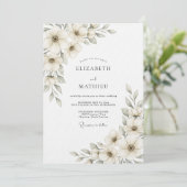 Cream Ethereal Botanical Wedding Kaart (Staand voorkant)