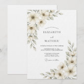 Cream Ethereal Botanical Wedding Kaart (Voorkant / Achterkant)