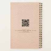 Cream Faux Leather Company Name Logo QR Code Notitieboek (Achterkant)
