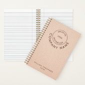 Cream Faux Leather Company Personeel Naam Logo QR  Notitieboek (Binnen)