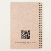Cream Faux Leather Company Personeel Naam Logo QR  Notitieboek (Achterkant)