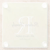 Cream Faux Leather Monogram Jubileum Glazen Onderzetter (Achterkant)