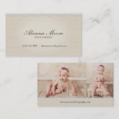 Cream Faux Linen en Lace  Visitekaartje (Voorkant / Achterkant)