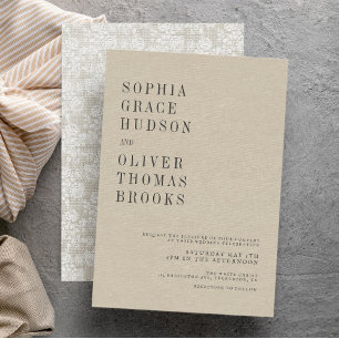 Cream Faux Linen & Lace Chic Country Weddenschap Kaart