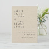 Cream Faux Linen & Lace Chic Country Weddenschap Kaart (Staand voorkant)