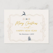 Cream: Feestelijke Bow & Tree Doodles Holiday Brie Feestdagenkaart (Voorkant)