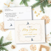 Cream: Feestelijke Bow & Tree Doodles Holiday Brie Feestdagenkaart