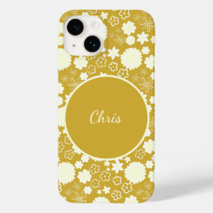 CREAM FEMININE GOLD FLORAL PATTERNAAM Case-Mate iPhone 14 HOESJE