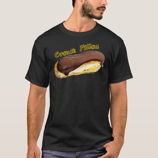 CREAM FILLED CHOCOLAATE ECLAIR - FUN PARODY DESIGN T-SHIRT (Voorkant)