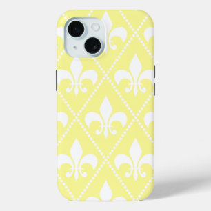 Cream Fleur de Lis iPhone 15 Case