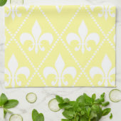 Cream Fleur de Lis met monogram initiaal Theedoek (Gevouwen)