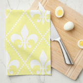 Cream Fleur de Lis met monogram initiaal Theedoek (Quarter Fold)
