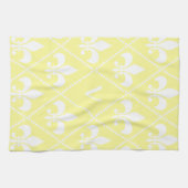 Cream Fleur de Lis met monogram initiaal Theedoek (Horizontaal)