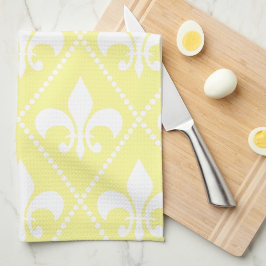 Cream Fleur de Lis Theedoek (Quarter Fold)