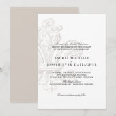 Cream Fleur de lis  | Trouwen Kaart (Voorkant / Achterkant)