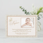 Cream Floral Baptism-fotokaart Kaart (Staand voorkant)