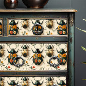 Cream Floral Beetle Decoupage Upcycling Tissuepapier