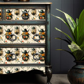  Cream Floral Beetle Decoupage Upcycling Tissuepapier