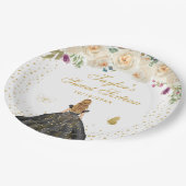 Cream Floral Blonde Hair Princess Sweet Sixteen Papieren Bordje (Gekanteld)