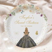 Cream Floral Blonde Hair Princess Sweet Sixteen Papieren Bordje