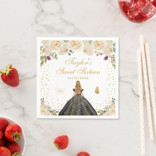 Cream Floral Blonde Hair Princess Sweet Sixteen Servet (Insitu)