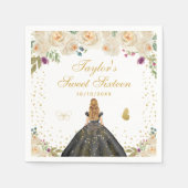 Cream Floral Blonde Hair Princess Sweet Sixteen Servet (Voorkant)