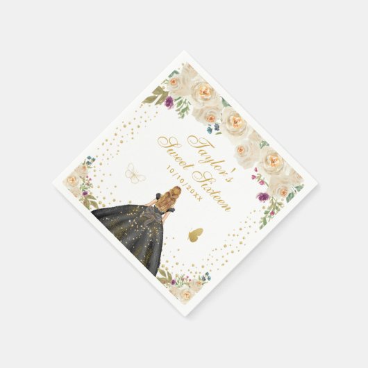 Cream Floral Blonde Hair Princess Sweet Sixteen Servet (Hoek)